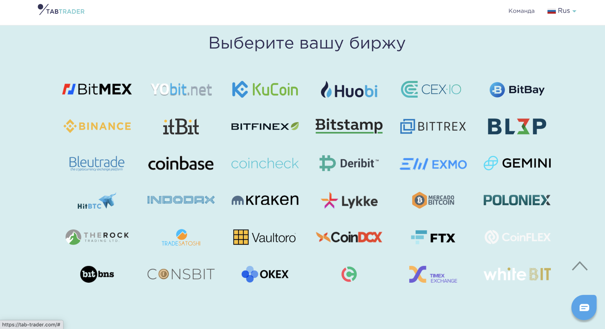 ÐÐ¸ÑÐ¶Ð¸, ÐºÐ¾ÑÐ¾ÑÑÐµ Ð¿Ð¾Ð´Ð´ÐµÑÐ¶Ð¸Ð²Ð°ÐµÑ Ð¿ÑÐ¸Ð»Ð¾Ð¶ÐµÐ½Ð¸Ðµ TabTrader