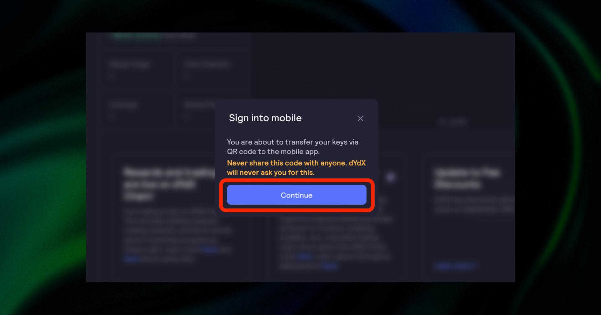 create API key on dYdX exchange 